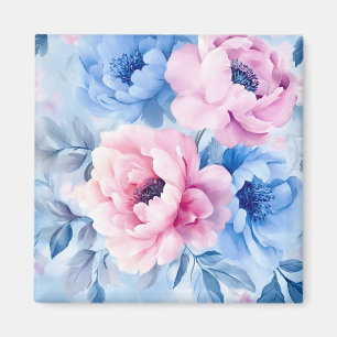 Imán Flores de Acuarela Pétalos Pastel Vintage Bloom