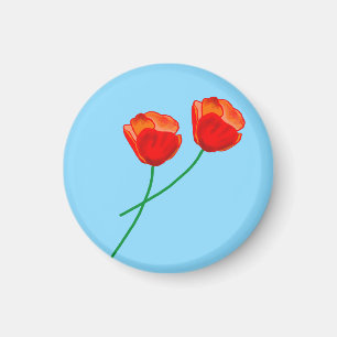 Imán Flores de adormidera roja cielo azul