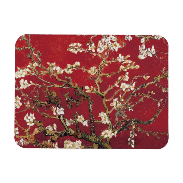 Imán Flores de almendra Pintura de arte de Red Vincent  (Horizontal)