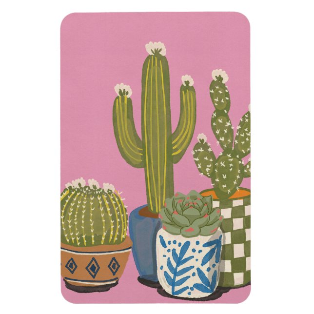 Imán Flores de Cactus Rosadas (Vertical)