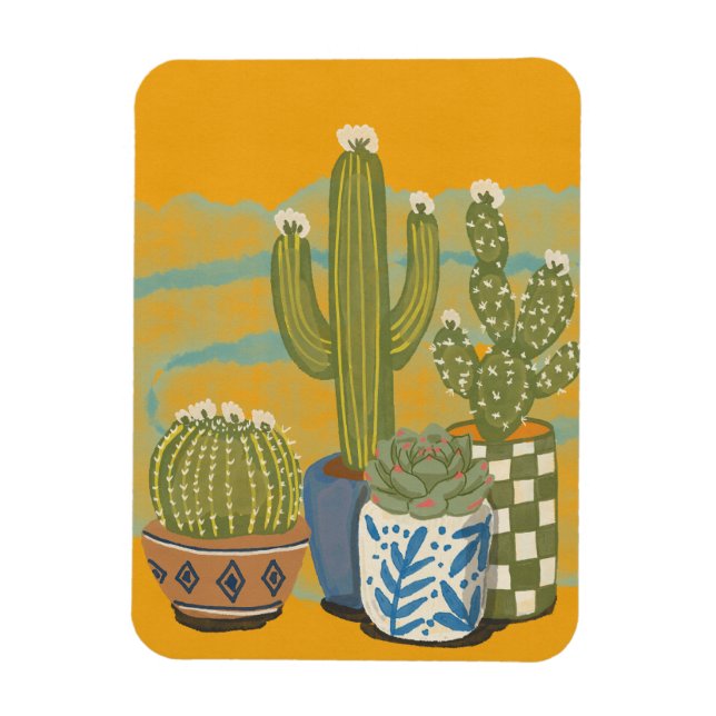Imán Flores de Cactus Vintage (Vertical)