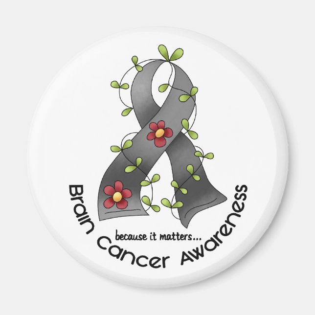 Imán FLORES DE Cáncer de Cerebro RIBBON 1 (Frente)