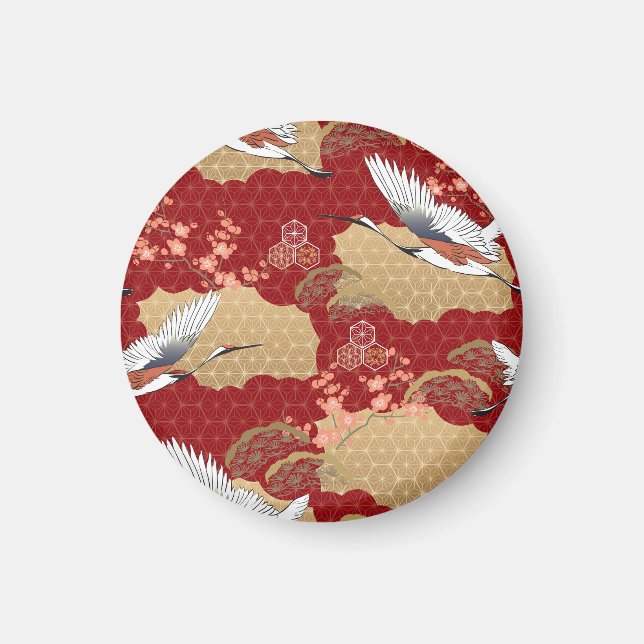 Imán Flores de cerezo de kimono japonesas (Frente)