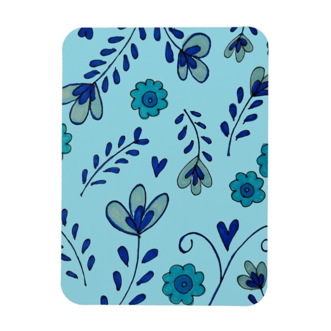 Imán Flores de chinoiserie azules (Vertical)