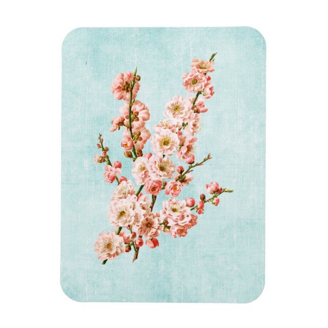 Imán Flores de ciruelo en mezclilla envejecida (Vertical)