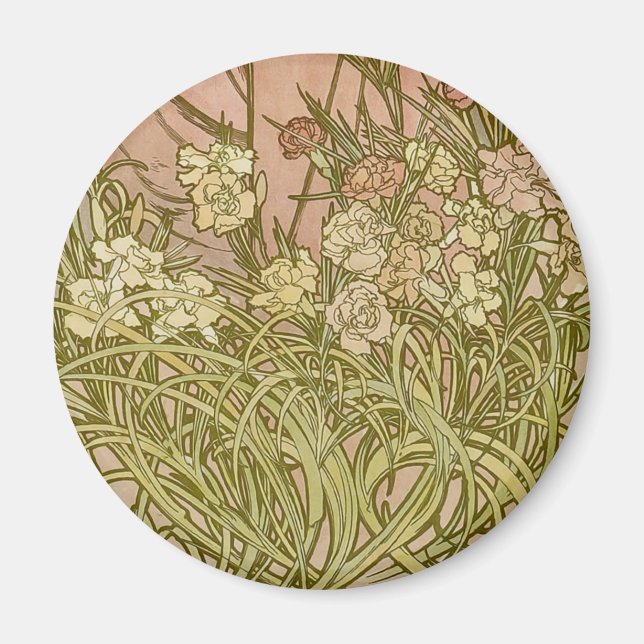 Imán Flores de clavel mucha Art Nouveau (Frente)