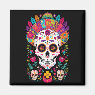Imán Flores de cráneo coloridas Tradición mexicana Día 