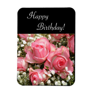 Imán Flores de cumpleaños felices Tarjeta vertical