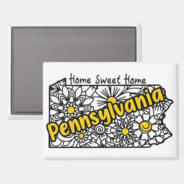 Imán Flores de Doodle de Pennsylvania (Anverso/Reverso)