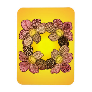 Imán Flores de Doodle en yegua, Naranja y oro