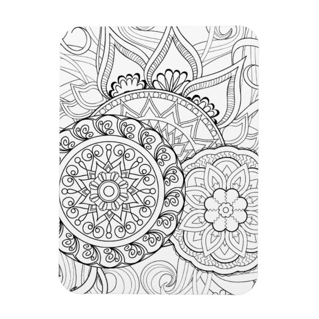 Imán Flores De Doodle Y Mandalas (Vertical)