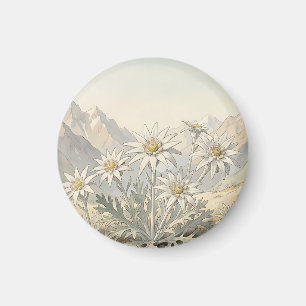 Imán Flores de Edelweiss Alpino Paisaje Montañoso