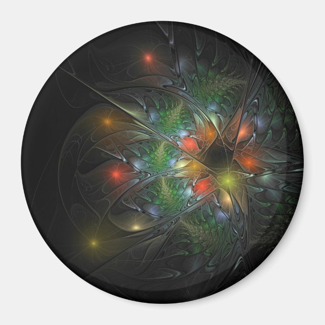 Imán Flores de fantasía fractal blandas y tendientes (Frente)
