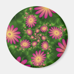 Imán Flores de fantasía rosa arte fractal abstracto mod