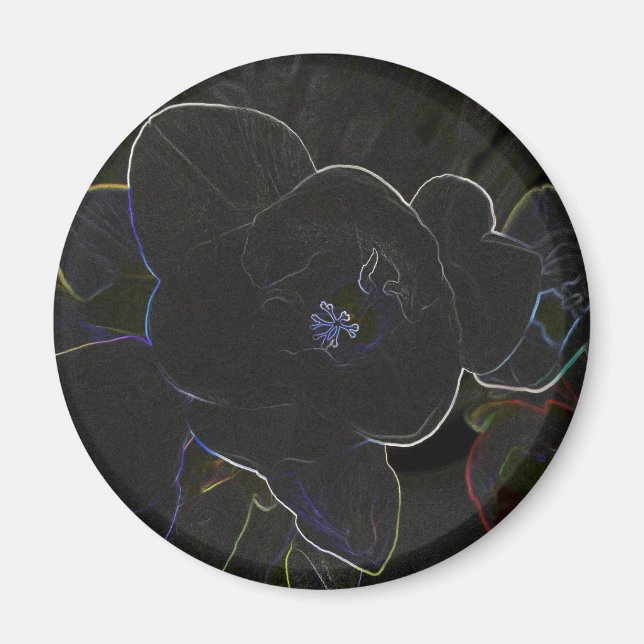 Imán flores de freesia delineadas (Frente)