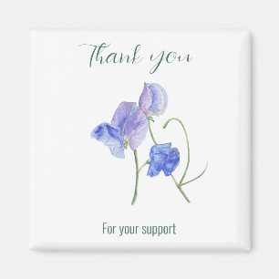 Imán Flores de guisantes dulces azules Gracias por su a