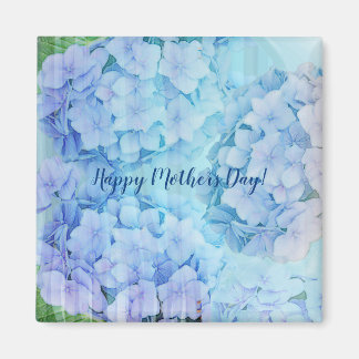 Imán Flores de hidránea azul y texto personalizado