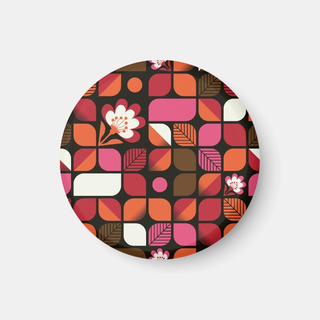 Imán Flores de hojas geométricas Patrón sin soldadura (Frente)