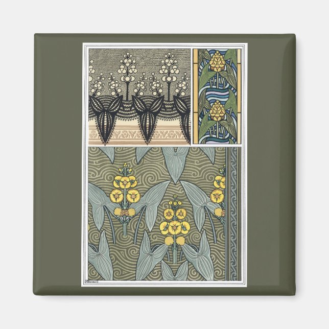 Imán Flores de hormigón Art Nouveau Art Nouveau (Frente)