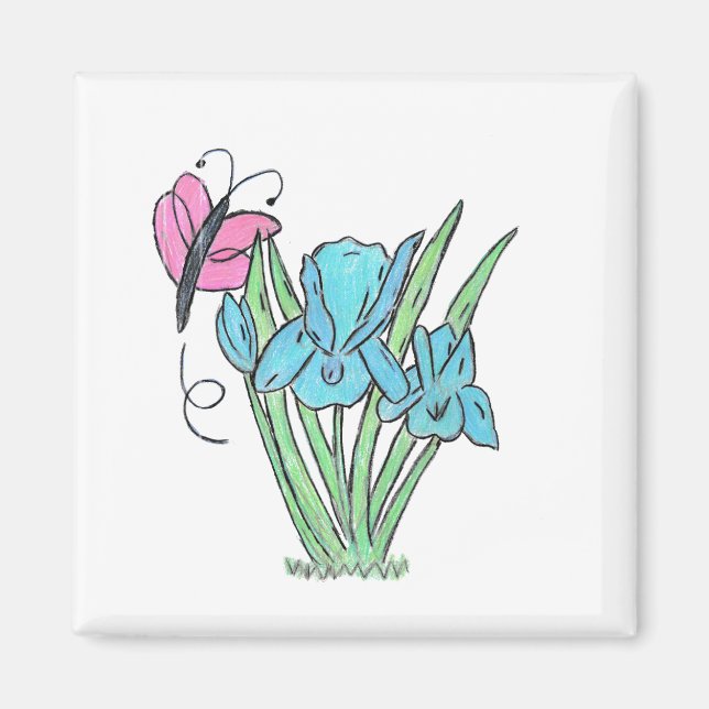 Imán Flores de iris azules (Frente)