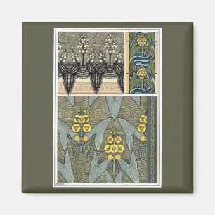 Imán Flores de jardín Art Nouveau vintage con forma de