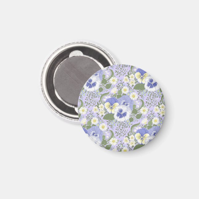 Imán Flores de jardín de primavera sobre lavanda (Anverso/Reverso)
