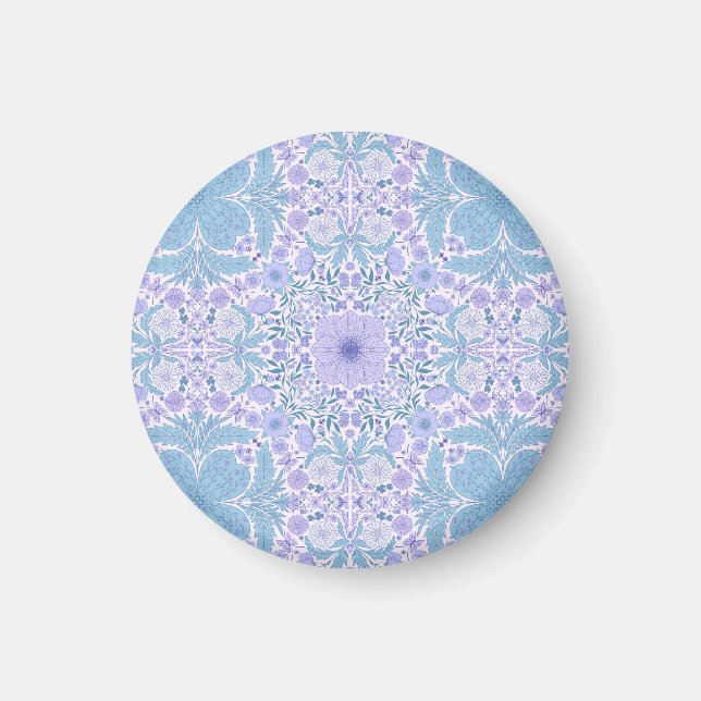 Imán Flores de jardín retro en azul y violeta (Frente)