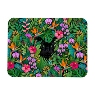 Imán Flores de jungla y follaje tropical de Pantera Neg