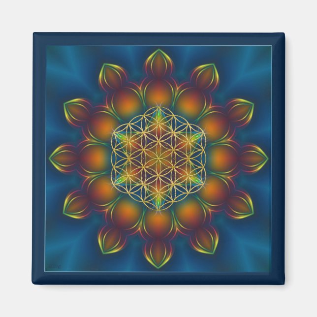 Imán FLORES DE LA VIDA/Blume des Lebens Mandala III Pla (Frente)