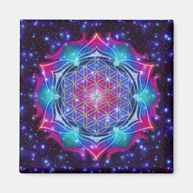 Imán FLORES DE LA VIDA/Blume des Lebens Mandala IV Squa (Frente)