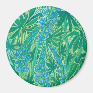 Imán Flores de lupa, pintura floral de verano con flore