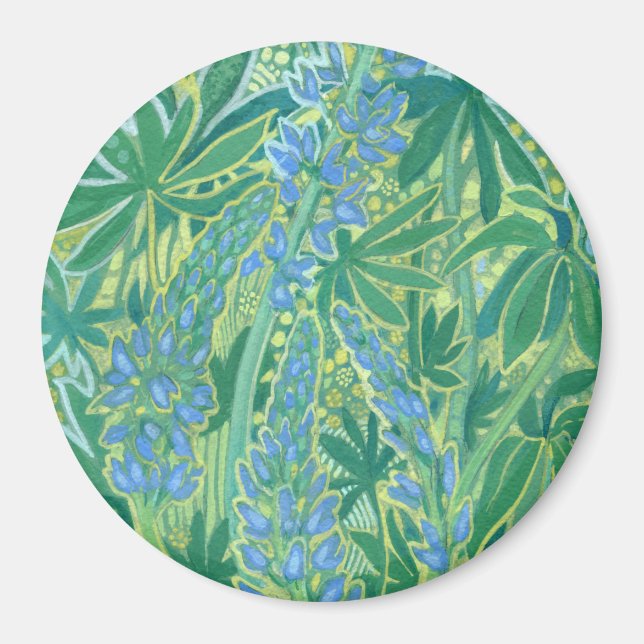 Imán Flores de lupa, pintura floral de verano con flore (Frente)