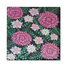 Flores de magenta en negro