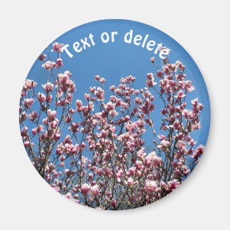 Imán Flores de Magnolia Cielo Azul Personalizado