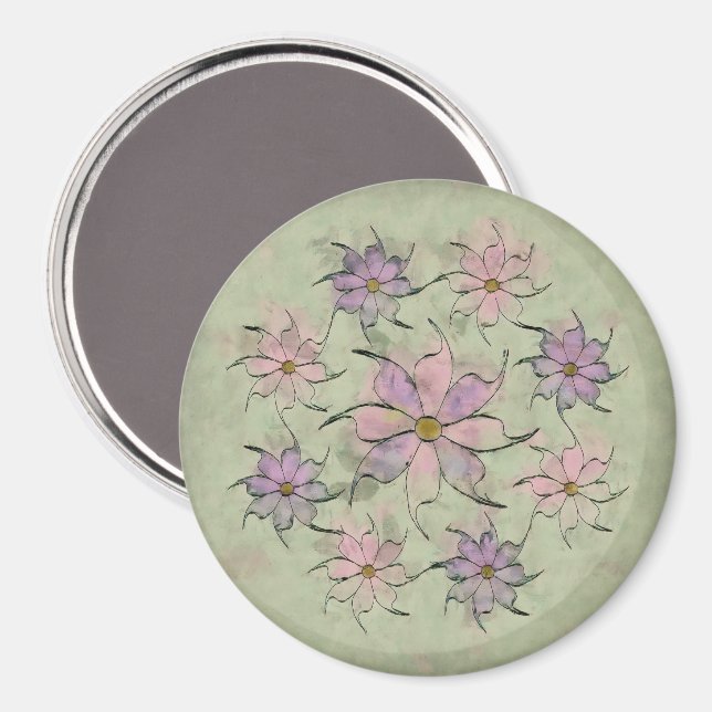 Imán Flores de mancha de tinta Mandala (Anverso/Reverso)