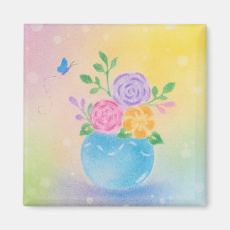 Imán Flores de Mariposa en Jarrón de Pastel Arte