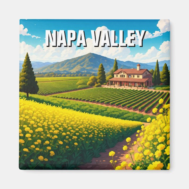 Imán Flores de mostaza de Napa Valley California (Frente)