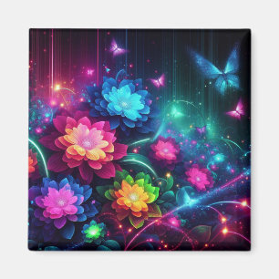Imán Flores de neón/mariposas brillantes y coloridas