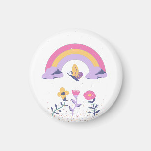 Imán Flores de nubes de mariposa arco iris
