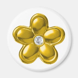 IMÁN FLORES DE ORO CON DIAMANTE