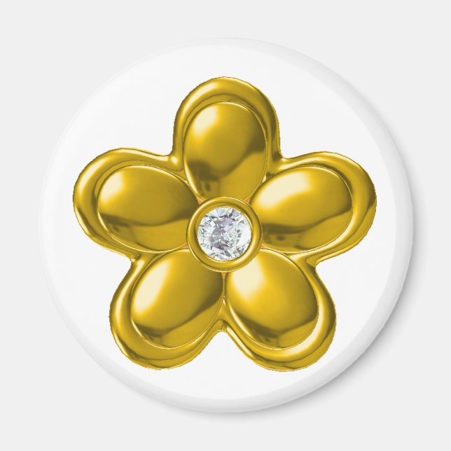 IMÁN FLORES DE ORO CON DIAMANTE (Frente)
