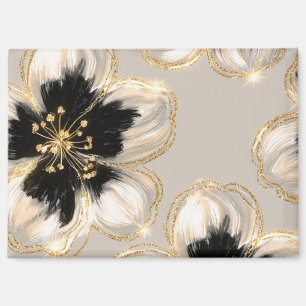 Imán Flores de oro marfil negro crema