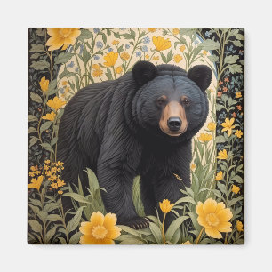 Imán Flores De Oso Negro Y Mariposa Amarilla