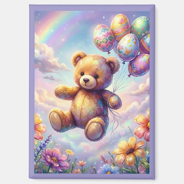 Imán ~ Flores de Pascua de Teddy con Huevos ~  (Anverso)