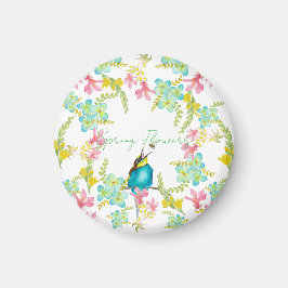 Imán Flores de primavera acuarela