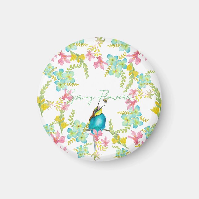 Imán Flores de primavera acuarela (Frente)