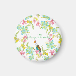 Imán Flores de primavera acuarela