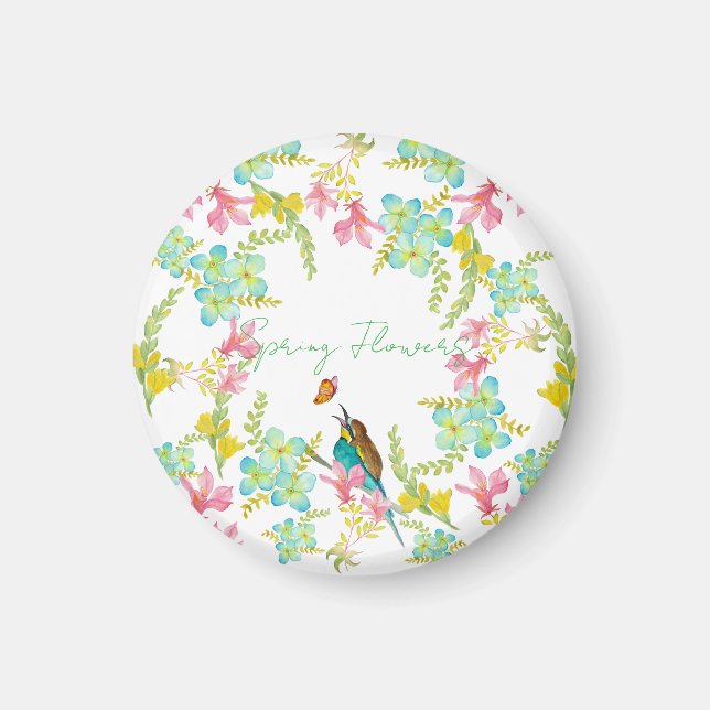 Imán Flores de primavera acuarela (Frente)