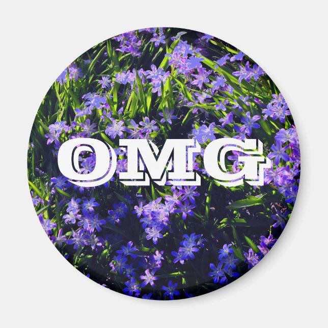 Imán Flores de Primavera de Squill Azul con tus letras (Frente)