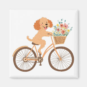Imán Flores de primavera en bicicleta de perro de Cute 